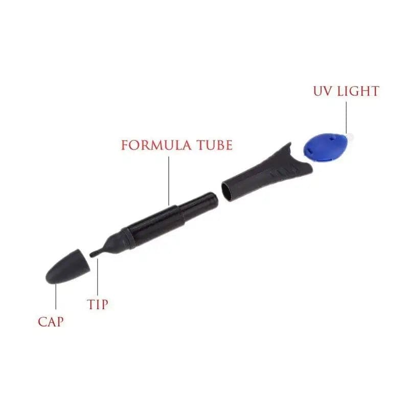 Quick Fix Liquid Glue Pen, UV Light Repair Tool, Plastic Liquid Welding Compound, Hand Held Glue Pen with LED Light, Portable Fiberglass Leather Applicator