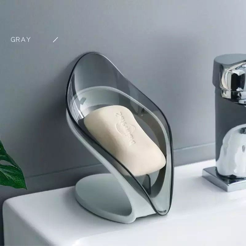 Automatic Leaf-Shaped Draining Soap Holder, Perforated Suction Cup Soap Dish, Toilet Shower Non-slip Drain Soap Case, Creative Sucker Leaf Soap Box, V Shaped Leaf Soap Holder, Transparent Leaf Soap Dish