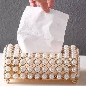 Luxurious Pearl Tissue Box, Nordic Facial Crystal Tissue Box, Napkin Dispenser, Household Pumping Paper Case Luxury Organizer Stand, Creative Paper Container