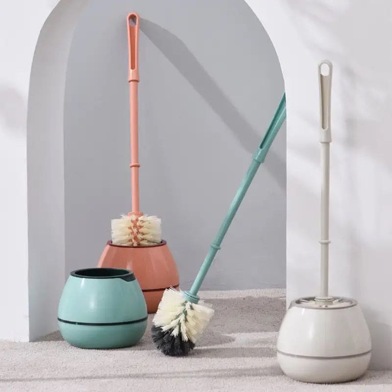 Floor Standing Toilet Brush with Holder, Plastic Toilet Brush, Bathroom Floor Scrubbing Set, Toilet Brush and Holder Set, Toilet Bowl Brush and Holder for Bathroom Organization, Wall Mounted & Floor Standing
