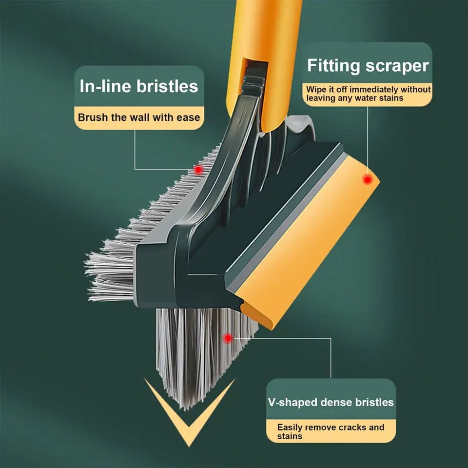 3 In 1 V Shaped Cleaning Brush, Floor Scrub Magic Broom With Long Handle, Floor Cleaning Brush, Long Handle Stiff Broom