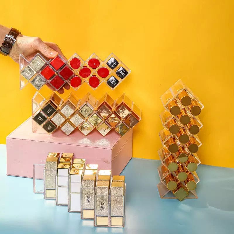 16 Grids Transparent Lipstick Holder, Acrylic Lipstick Organizer, Lipstick Nail Polish Desktop Storage Rack, Lipstick Holder Display Stand