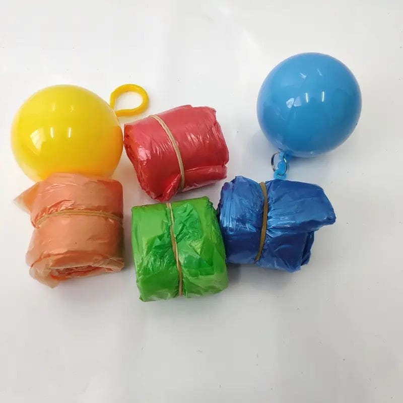 Convenient Portable Rain Ponchos Ball, Disposable Waterproof Raincoat Colorful Poncho With Hook, Disposable Poncho Unisex Transparent Hooded Raincoat, Outdoor Travel Plastic Ball Rain Jacket