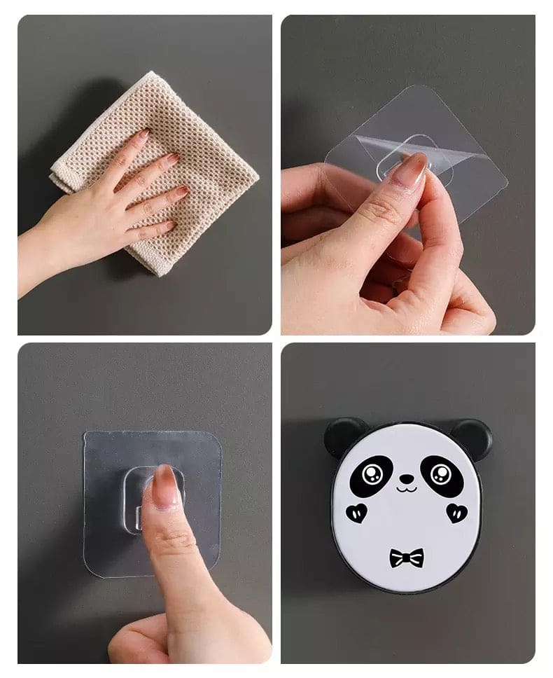 Cute Panda Wall Mounted Soap Box With Lid, Punch Free Double Layer Drain Soap Rack, Washbasin Soap Storage Box, Flip Cover Handmade Soap Shelf, Creative Soap Holder For Shower, Multifunctional Flip Top Drain Soap Dish