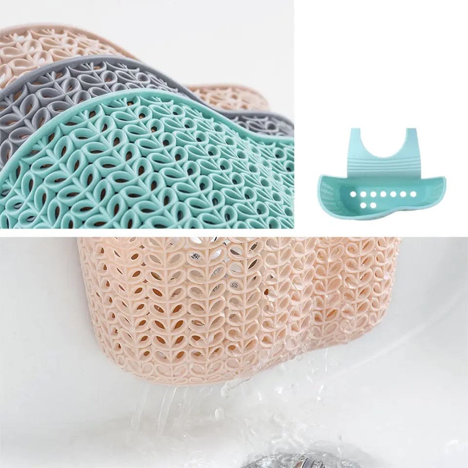 Silicon Sink Basket, Punch-Free Hanging Bag, Plastic Leaching Rack, Faucet Kitchen Sponge Basket, Kitchen Sink Holder, Adjustable Soap Sponge Shelf, Hanging Drain Basket, Plastic Saddle Faucet, Caddy Drainage Strainers Basket