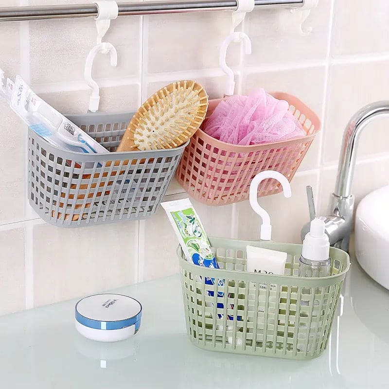Household Back Hanging Plastic Storage Basket Kitchen Bathroom