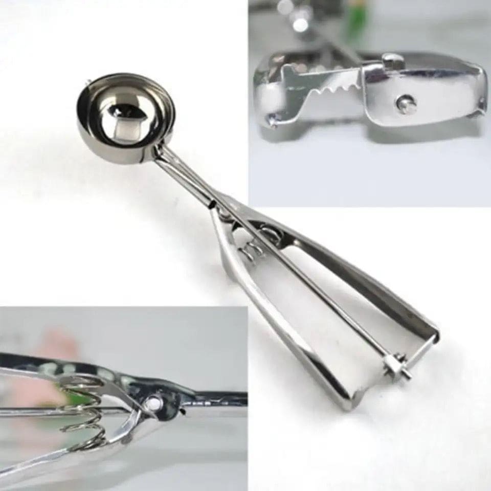 Steel Ice Cream Scoop Spoon, Stainless Steel Ice Cream Digger, Non Stick Ice Ball Maker, Dual Purpose Cream Dipper, Multifunctional Ice Cream Scoops Stack, Ice Cream Scooper With Trigger, Scoop Spoon For Ice Cream Fruit Cookie
