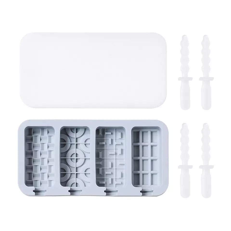 Set Of 4 Creative Ice Cream Molds, Silicone Ice Cream Mold, Ice Cube Tray Popsicle Molds, Frozen Ice Cube Molds, Homemade Freezer Ice Lolly Mold