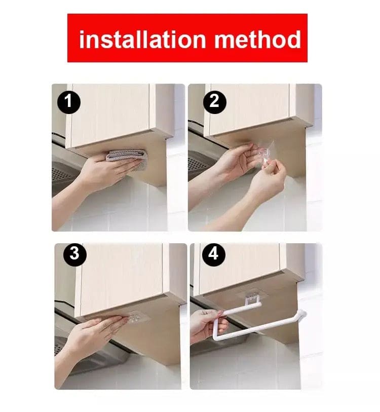 Cabinet Tissue Holder, Wall Mounted Towel Hanger Rack Bar, Cabinet Rag Storage Organizer, Wall Mounted Adjustable Towel Hanger for Kitchen Bathroom, Cabinet Paper Sucker Holder, Napkin Towel Rack Shelf Hook