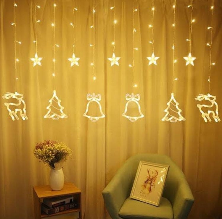 Christmas Garland Outdoor String Lights, Warm White Star Fairy Lights For Christmas, Battery Operated Fairy Christmas Lights