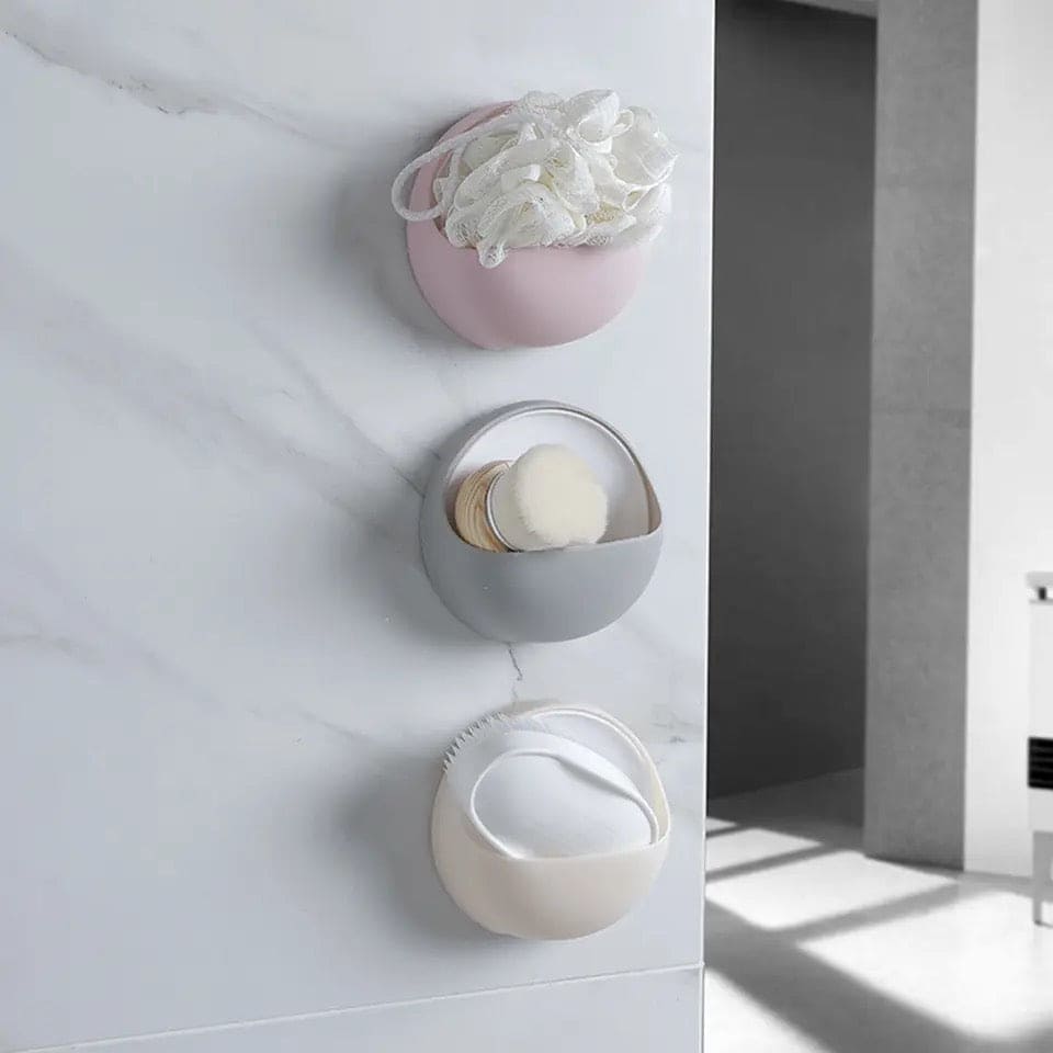 Plastic Suction Cup Soap Dish, Bathroom Sundries Storage Holder, Sucker Toothbrush Soap Box, Home Organizer Shelf Sink Sponge Holder, Multifunctional Bathroom Soap Holder, Wall Soap Dish