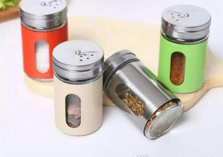 Set Of 2 Stainless Steel Pepper Salt And Spice Shaker Seasoning Jars, Cap Sealed Cruet Condiment Seasoning Jars, Glass Jars For Spices, Stainless Steel Barbecue Seasoning Bottle, Sugar Salt Pepper Shaker, Stainless Steel Coffee Sugar Storage Jars Pots