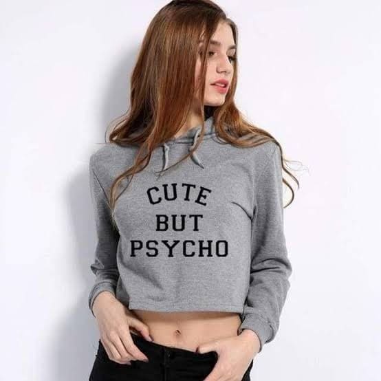 Cute But Psycho Crop Hoodie