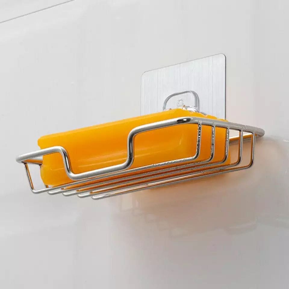 Stainless Steel Soap Dish, Creative Soap Rack, Drill Free Soap Sponge Storage, Wall Mounted Shampoo Holder, Stainless Steel Soap Sponge Holder