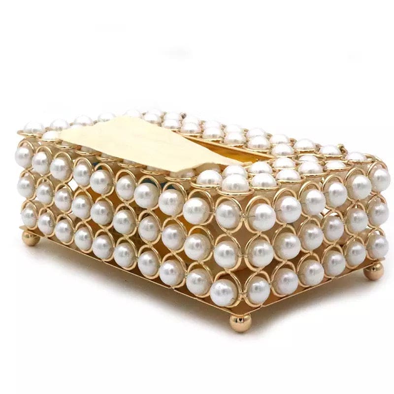 Luxurious Pearl Tissue Box, Nordic Facial Crystal Tissue Box, Napkin Dispenser, Household Pumping Paper Case Luxury Organizer Stand, Creative Paper Container