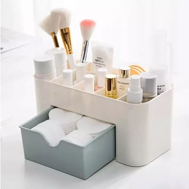 Amazing Double Layer Plastic Makeup Organizer Storage Box, Cosmetic Drawer Jewellery Display Case, Desktop Container