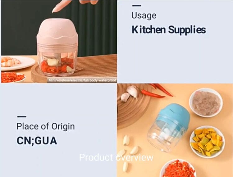 Wave Mini Chopper, Electric Garlic Crusher, Chopper Grater for Vegetable, Masher Press Crusher, Sturdy Durable Chili Vegetable Crusher Kitchen Tool