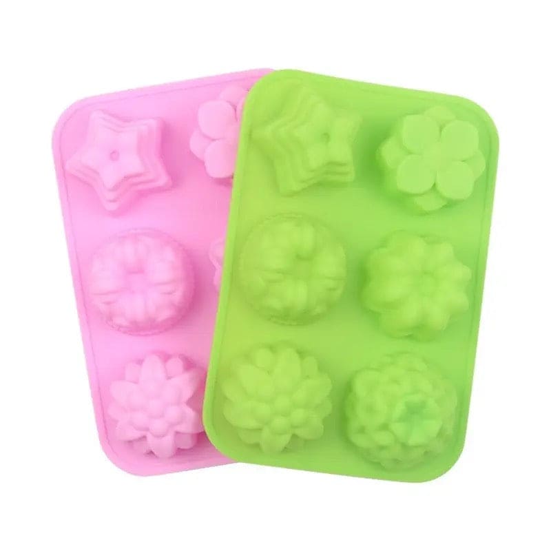 Flower Chocolate Candy Mold, Chocolate Jelly Pudding Dessert Mold, 6 Flower Heart Silicone Cake Mold, Manual DIY Cute Flowers Mold
