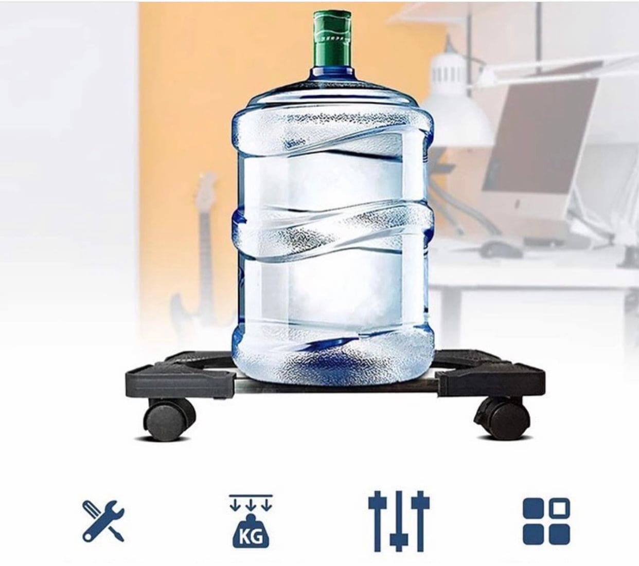 Mobile PC Tower Stand Cart, Desktop Bracket Cooling Base With 4 Locking Caster Wheel