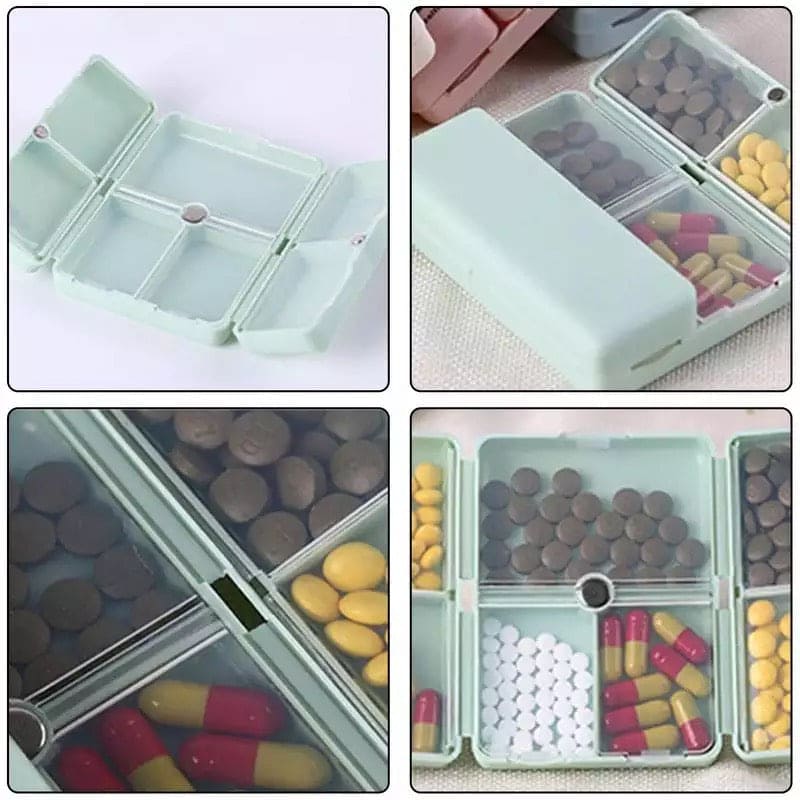 7 Days Foldable Travel Medicine Holder, Weekly Pill Case Box, Foldable Vitamin Medicine Holder, Tablet Storage Dispenser Container, Magnetic Pill Storage Box