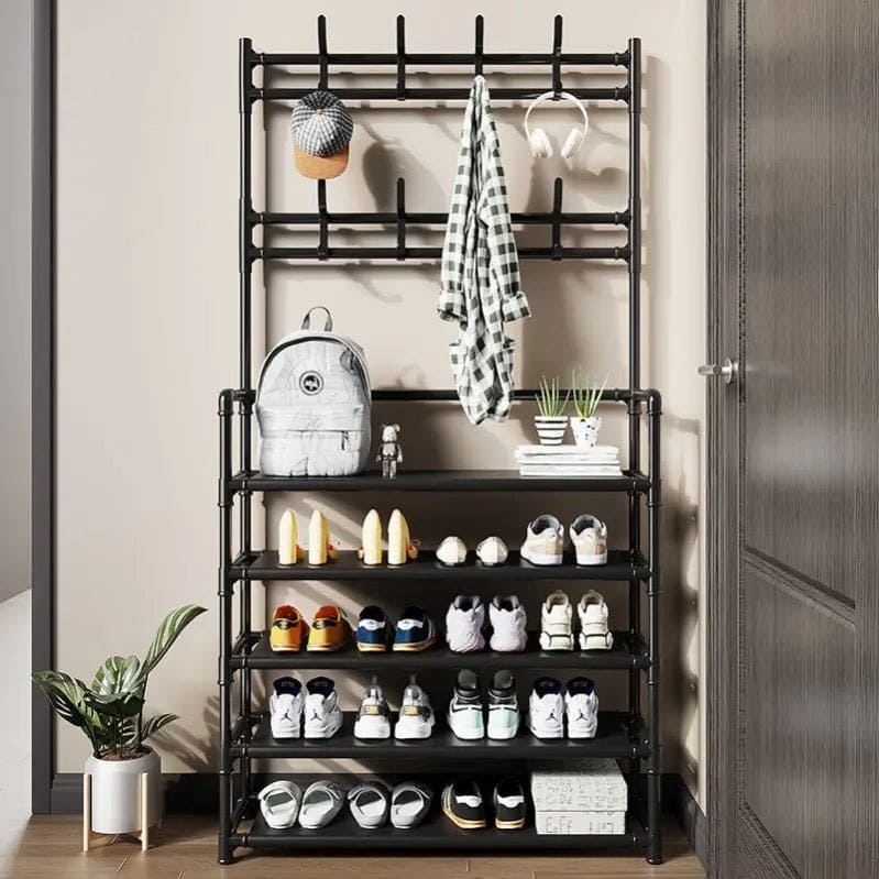 Nordic Coat And Hat Rack, Entryway Floor Display Clothes Rack, Household Shelf Living Room Clothes Storage Rack, Homlly Entryway Coat Rack with Shoes Organizer, Multi-Functional Shoe Rack, Bedroom Living Room Hanger