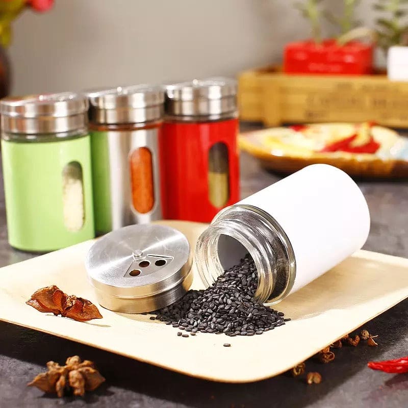 Set Of 2 Stainless Steel Pepper Salt And Spice Shaker Seasoning Jars, Cap Sealed Cruet Condiment Seasoning Jars, Glass Jars For Spices, Stainless Steel Barbecue Seasoning Bottle, Sugar Salt Pepper Shaker, Stainless Steel Coffee Sugar Storage Jars Pots
