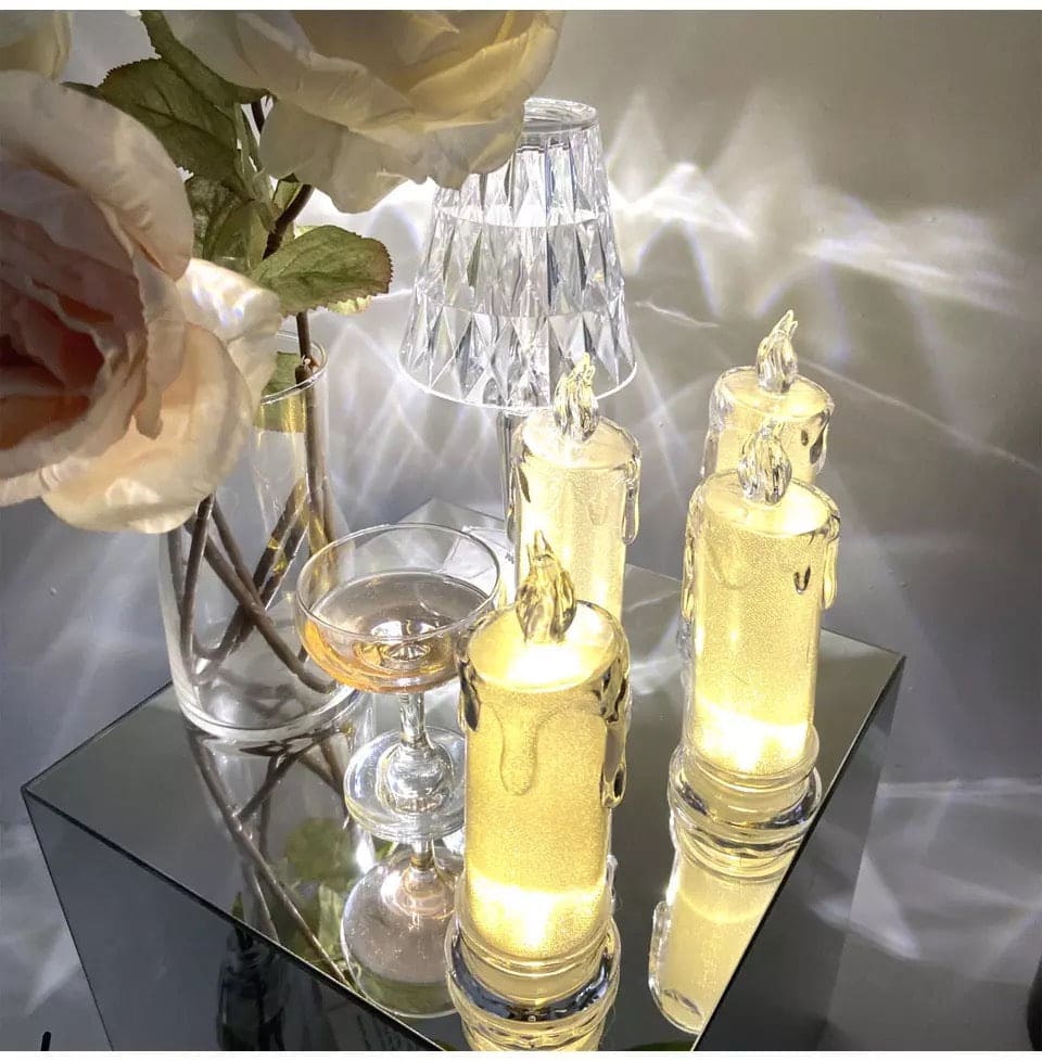 Candle Shape Electronic Lamp, Flameless Plastic Candle Tea Light, Home Decor Candle Lamp, Simulation Candle Led Small Night Lamp, Simulation Candle Led Small Night Lamp