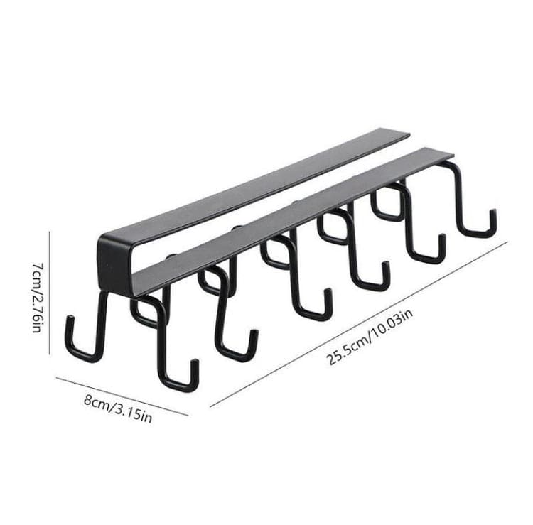 Clever Metal Hook Rack, Multi Hooks Mug Hook Rack Space Saving Quality Cabinet Hook Multifunctional Storage Holder Hanging Cup Holder Kitchen Organizer, Multifunctional Stuck Board Organizer, Under Cabinet Closet Hook Rack