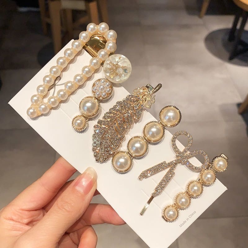 Retro 5 Piece Hair Clip Card, Simple Pearl Side Clip For Women Girls Headband Hairpins, Handmade Pearl Hairpins Pin, Hair Decorative Accessories