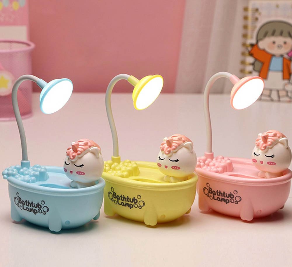 3 In 1 Bathtub Table Lamp With Sharpener, Cartoon Bathtub LED Study Lamp, Bathtub Lamp For Kid With Sharpener, Portable LED Study lamp, Study Reading Desk Lamp