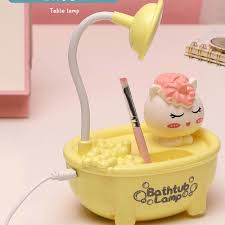 3 In 1 Bathtub Table Lamp With Sharpener, Cartoon Bathtub LED Study Lamp, Bathtub Lamp For Kid With Sharpener, Portable LED Study lamp, Study Reading Desk Lamp