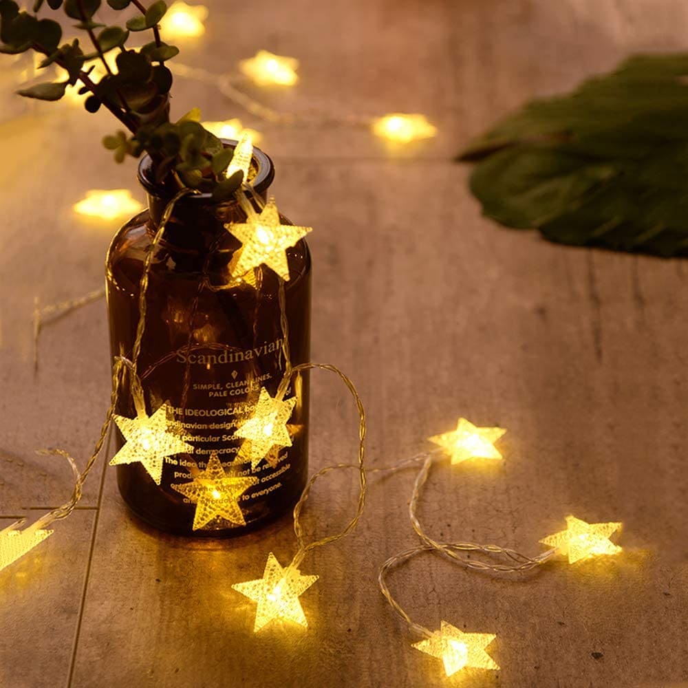 20 Led Star Lights, Star Shaped Curtain String Lights, Decoration Garland Lamp For Decoration, Outdoor Patio Decoration Twinkle Lamp
