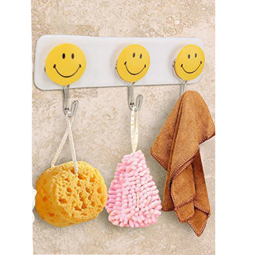 Set Of Colorful Smiley Hook, Plastic Hanging Hooks with Smile Face, Self Adhesive Wall Hook, Coat Bag Bathroom Door Kitchen Towel Hanger Hooks
