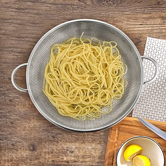 Stainless Steel Kitchen Fruit Vegetable Washing Basket, Steel Washing Filter Strainer, Micro Perforated Colander Draining, Handheld Spider Strainer