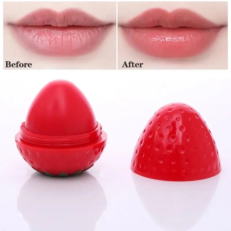 Strawberry Lip Balm, Cute Moisturizer Makeup Lip Balm, Natural Cosmetic Lip Gloss
