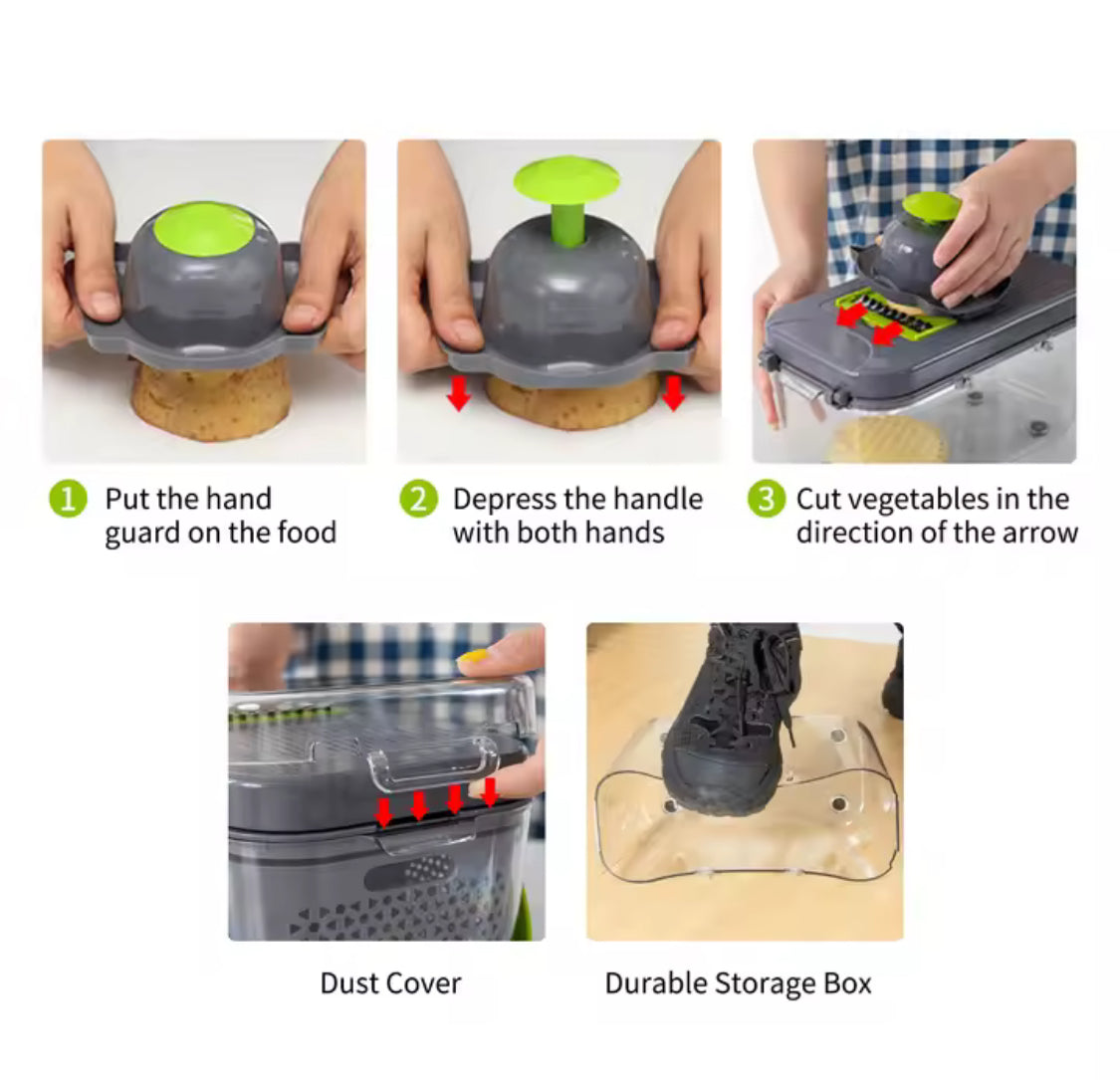 22 In 1 Fruit Vegetable Slicer With Storage Container, Multifunctional Vegetable Cutter, Manual Hand Food Chopper, Kitchen Gadgets