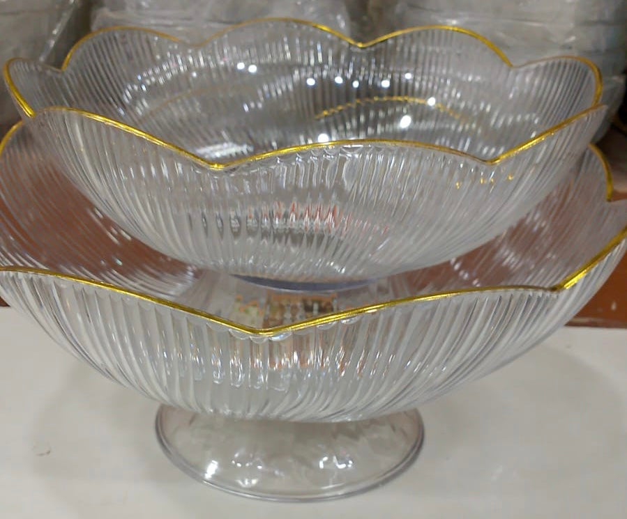 Modern Floral Salad Bowl With Base, Fruit Trifle Serving Dish, Luxury Lightweight Fruit Plate