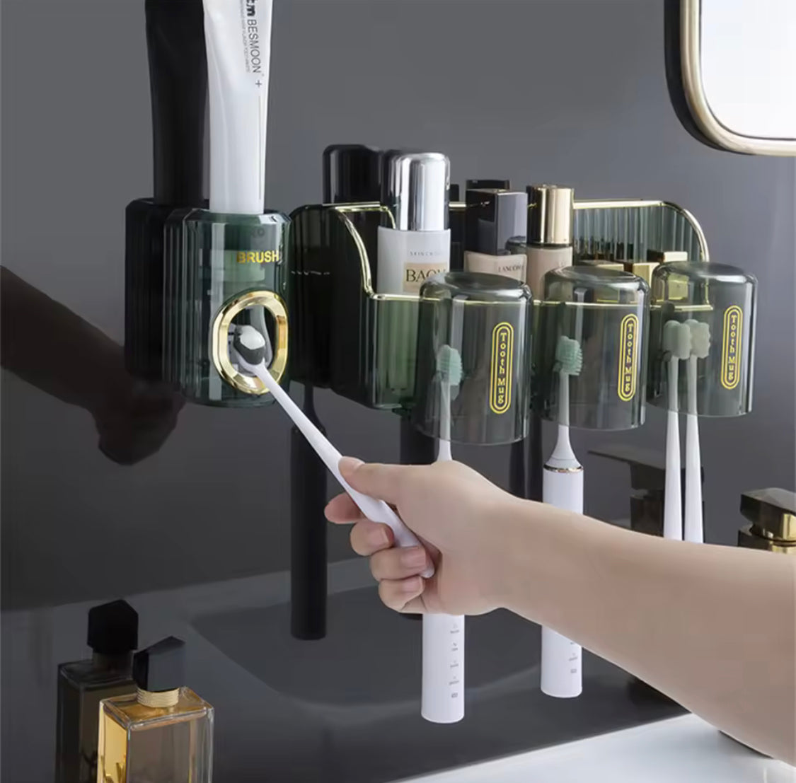 Automatic Toothpaste Dispenser, Wall Mounted Toothpaste Squeezer, Bathroom Punch Free Toothpaste Dispenser