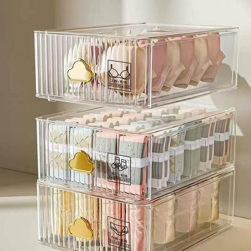 Transparent Drawer Style Storage Box, Dust Proof Plastic Organizer, Wardrobe Cloth Organizer Box