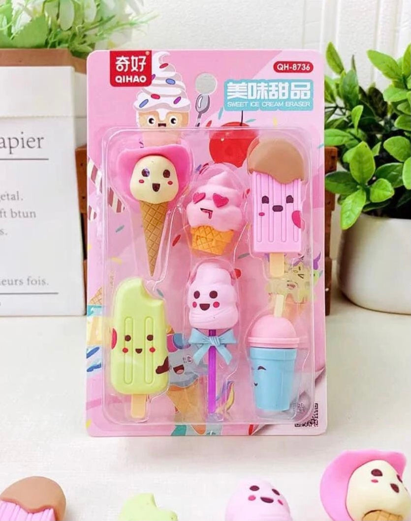 New Cute Multi Erasers, Kids School Stationery, Colourful Cartoon Desi ...