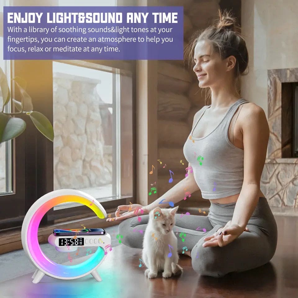 Mini Digital G Lamp, Multifunctional Wireless Charger Stand Alarm Clock Speaker, BT Speakers With Wireless Fast Charging, Mood Light Wireless Charger Lamp, LED Wireless Charging Speaker, Smart Intelligent LED Lamp, RGB Rhythm Smart Light Lamp