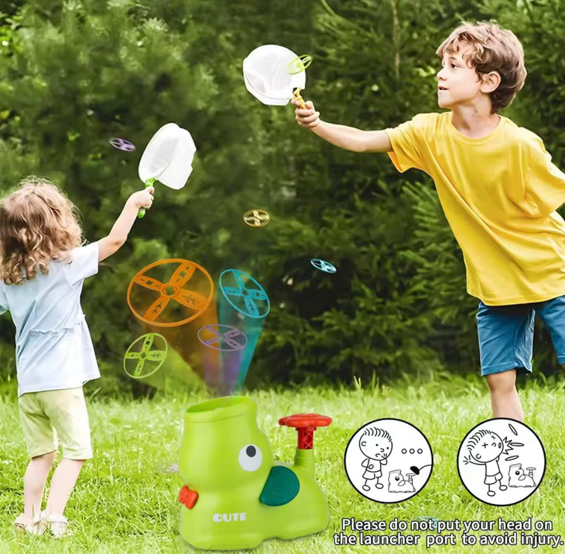 Kids Flying Saucer Launching Toy, Discs Flying Catching Toy, Eye Coordination Flying Disc Game