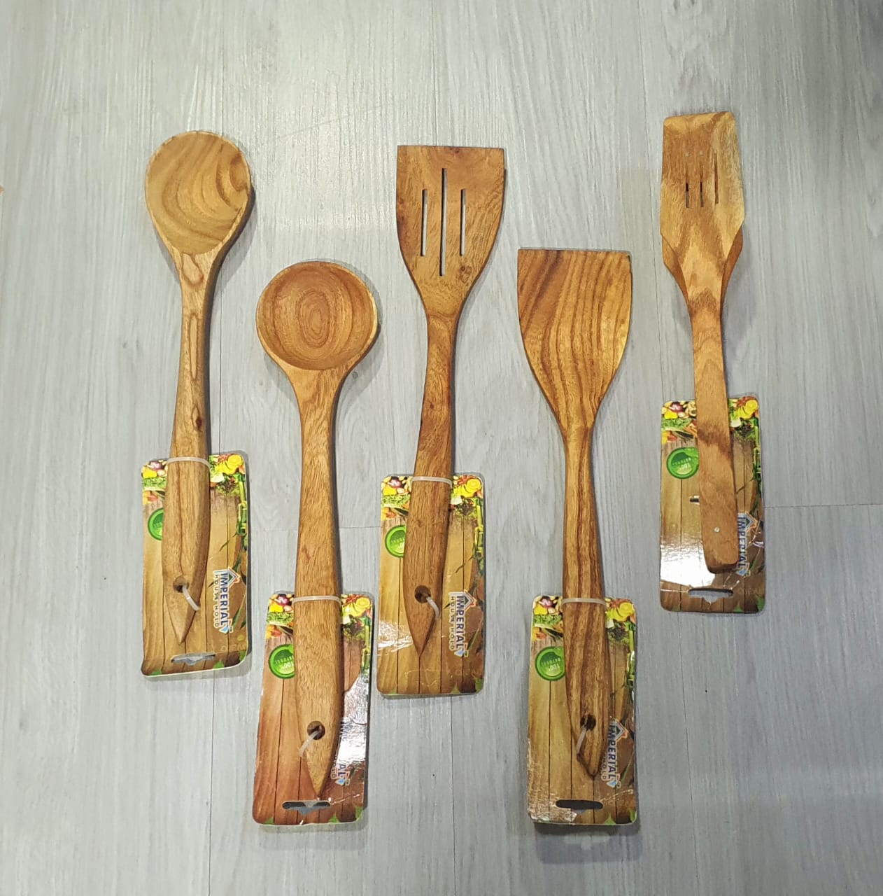 5 Pcs Bamboo Kitchen Utensil, Wooden Cooking Utensil Set