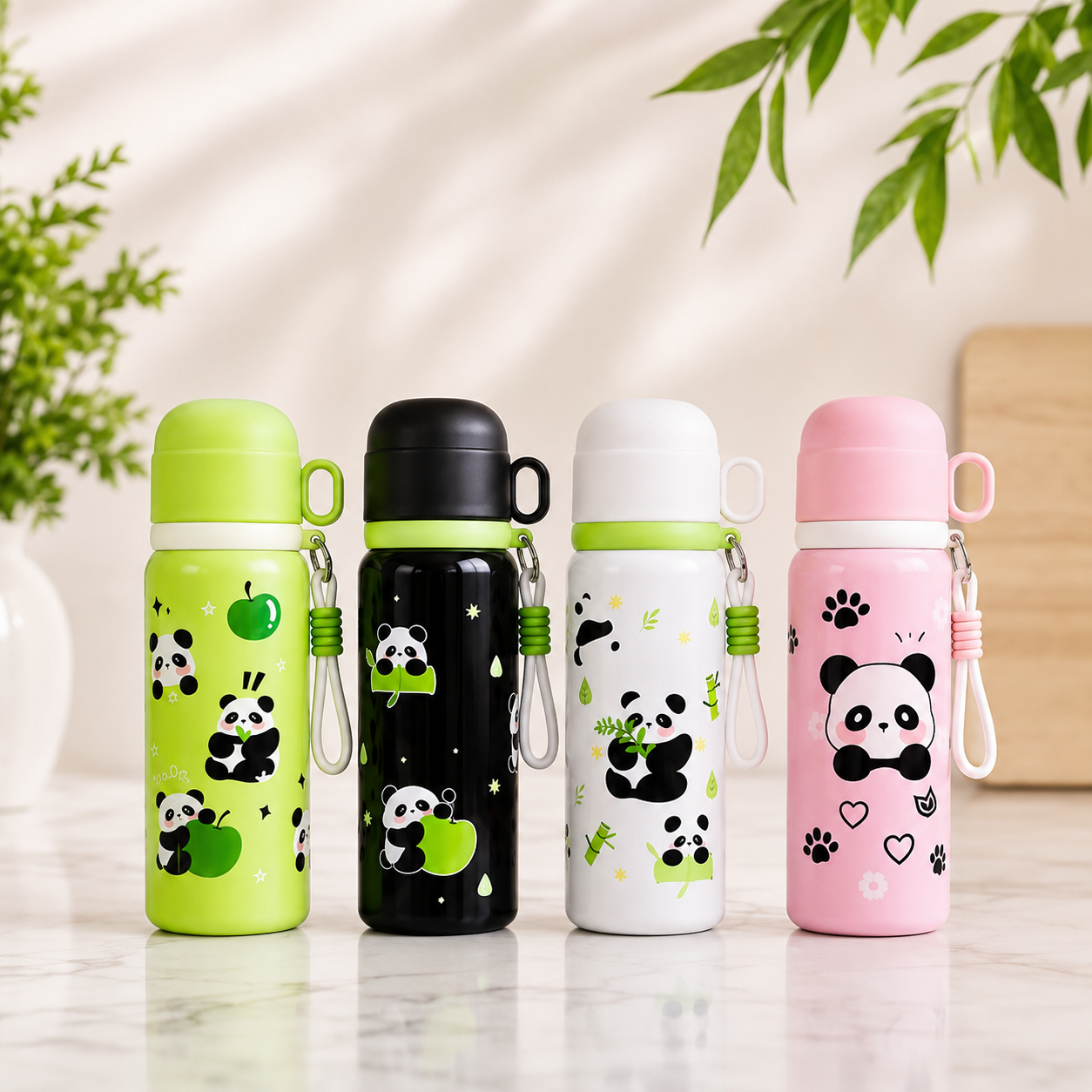 500ml Kids Panda Vacuum Insulated Bottle, Stainless Steel Kids Panda Thermal Bottle, Double Wall Insulated Flask