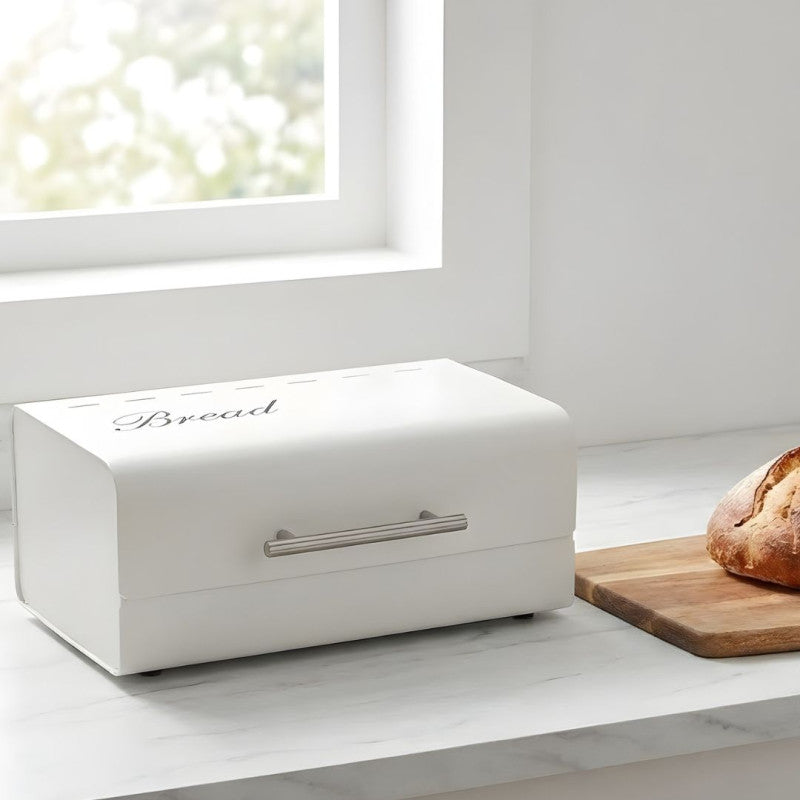 Luxury Metal Bread Storage Box,  Countertop Bread Storage Container, Roll Top Bread Box with Stainless Steel Handle