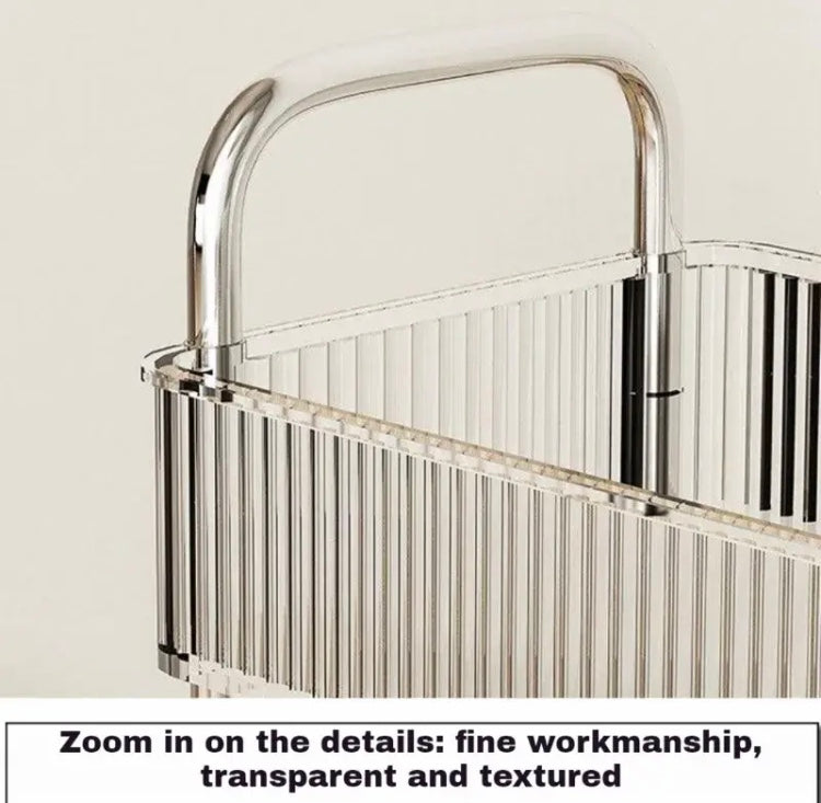 Transparent Kitchen Trolley Storage Shelves, Acrylic Multilayer Storage Cart, Luxury Kitchen Rolling Cart