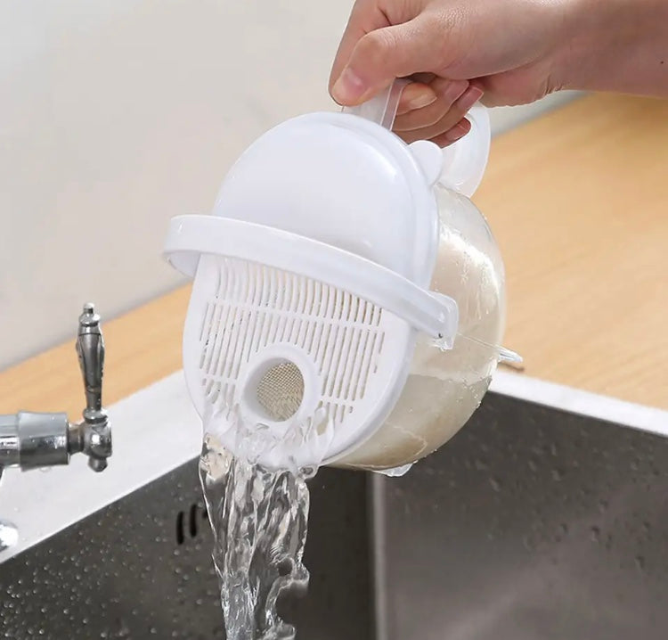 Quick Automatic Rice Washer, Filter Rice Sieve Colander Basket, Plastic Handle Washing Rice Machine