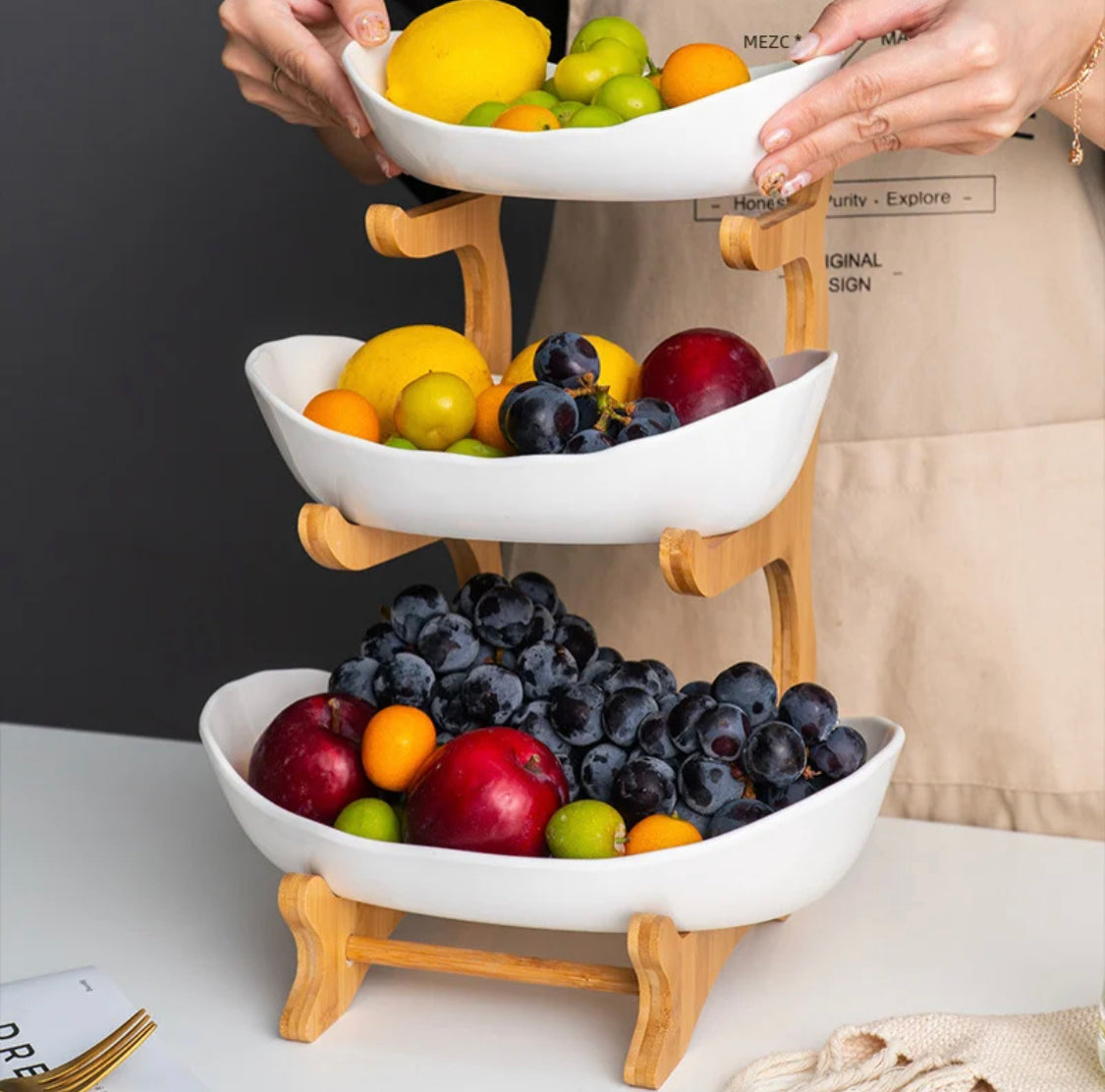 Multi Layer European Style Fruit Tray, Creative Colorful Glass Plate, Home Ocean Shell Fruit Plate