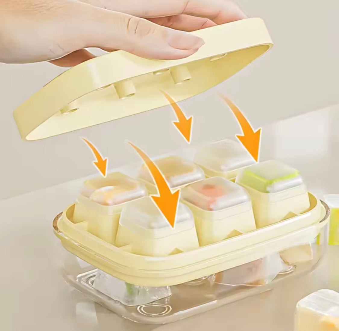 Silicone Push Ice Cube Tray, Mini Summer Silicone Ice Storage Box with Lid, Ice Cube Tray