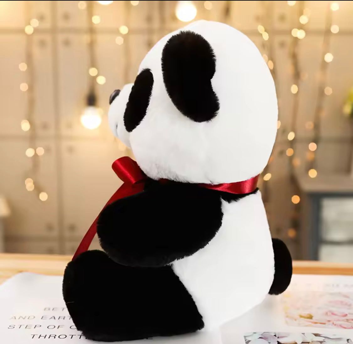 Cute Panda Bear, Bow-Knot Plush Toys, Black And White Panda Stuffed Toys, Kids Animal Plush Toys